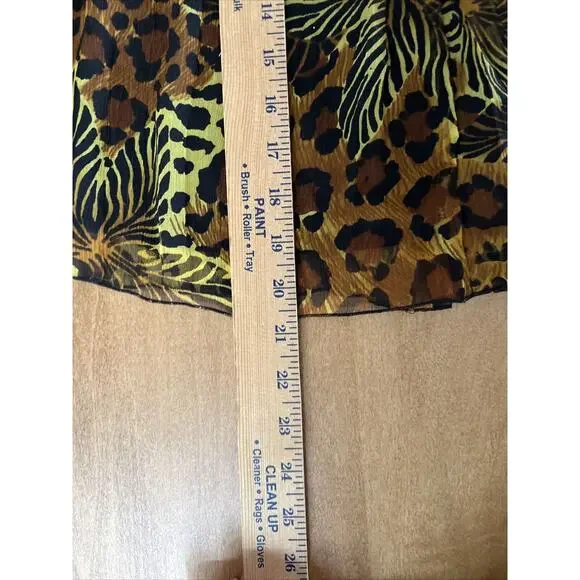 WDNY Skirt 6 Small Mini Knee Pleated Silk Animal Leopard Zebra Pleated 90s Y2K S - Picture 9 of 11